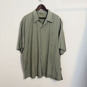 Cabana Men’s XXL Silk Blend Button Down Shirt Embroidered Relaxed Lightweight